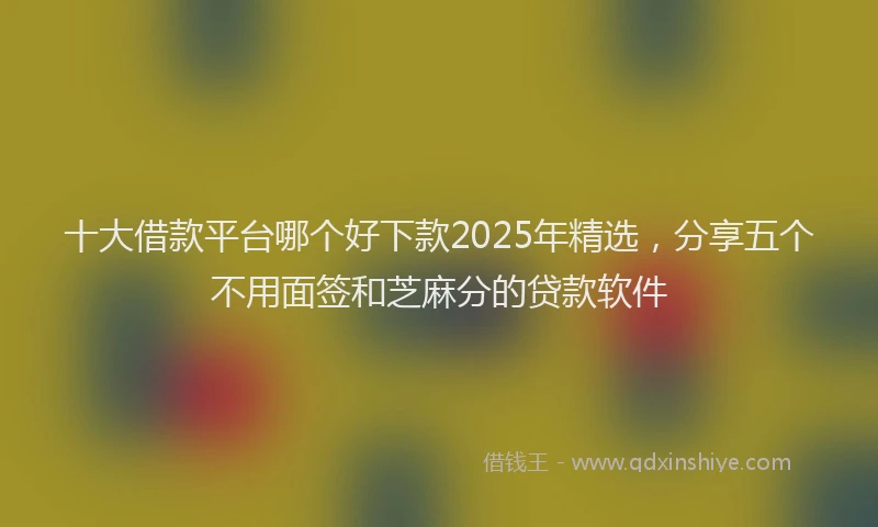 十大借款平台哪个好下款2025年精选，分享五个不用面签和芝麻分的贷款软件