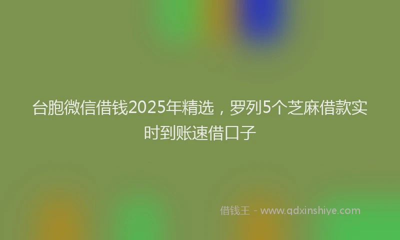 台胞微信借钱2025年精选，罗列5个芝麻借款实时到账速借口子