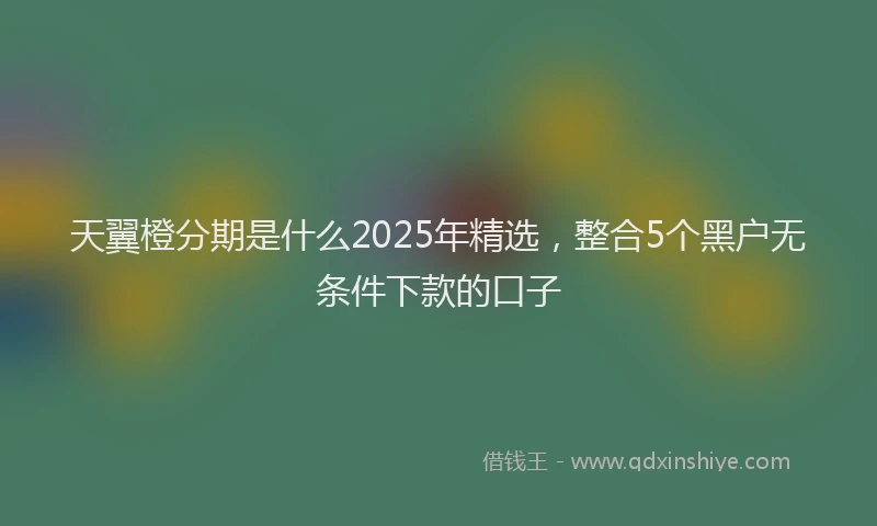 天翼橙分期是什么2025年精选，整合5个黑户无条件下款的口子