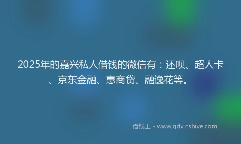 2025年的嘉兴私人借钱的微信有：还呗、超人卡、京东金融、惠商贷、融逸花等。