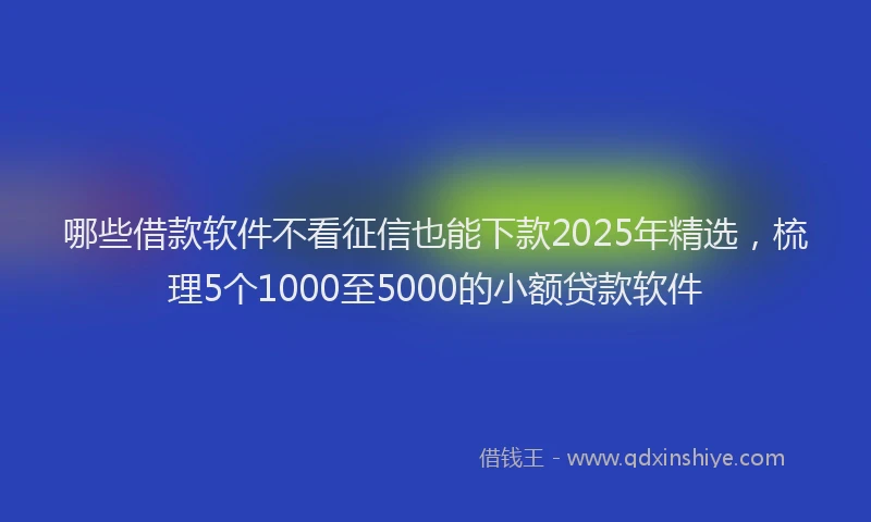 哪些借款软件不看征信也能下款2025年精选，梳理5个1000至5000的小额贷款软件