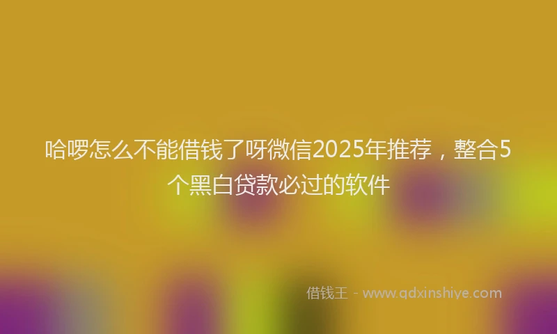 哈啰怎么不能借钱了呀微信2025年推荐，整合5个黑白贷款必过的软件