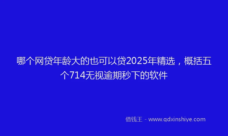 哪个网贷年龄大的也可以贷2025年精选，概括五个714无视逾期秒下的软件