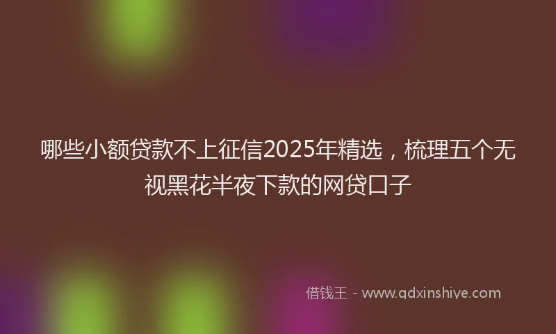 哪些小额贷款不上征信2025年精选，梳理五个无视黑花半夜下款的网贷口子