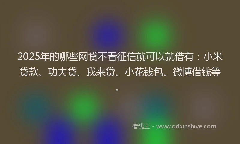 2025年的哪些网贷不看征信就可以就借有：小米贷款、功夫贷、我来贷、小花钱包、微博借钱等。