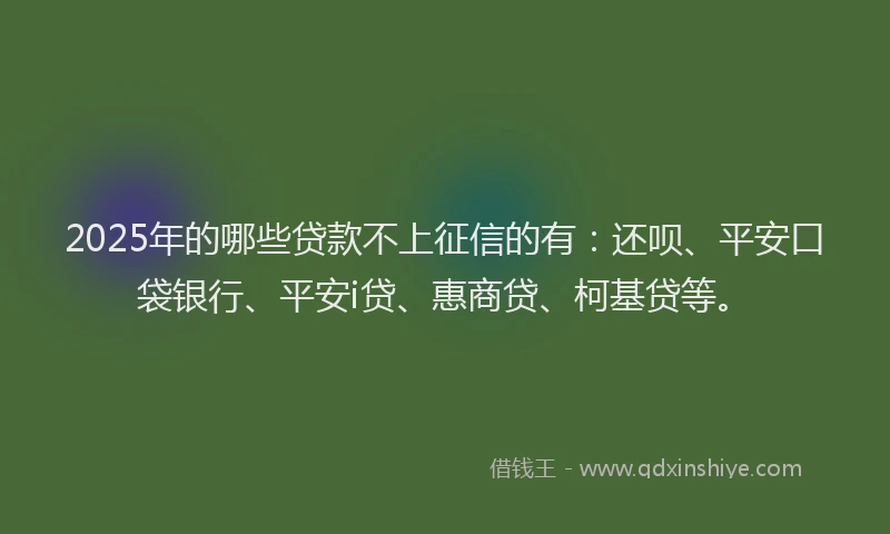 2025年的哪些贷款不上征信的有：还呗、平安口袋银行、平安i贷、惠商贷、柯基贷等。