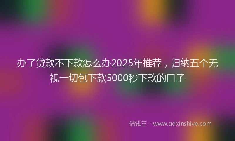 办了贷款不下款怎么办2025年推荐，归纳五个无视一切包下款5000秒下款的口子