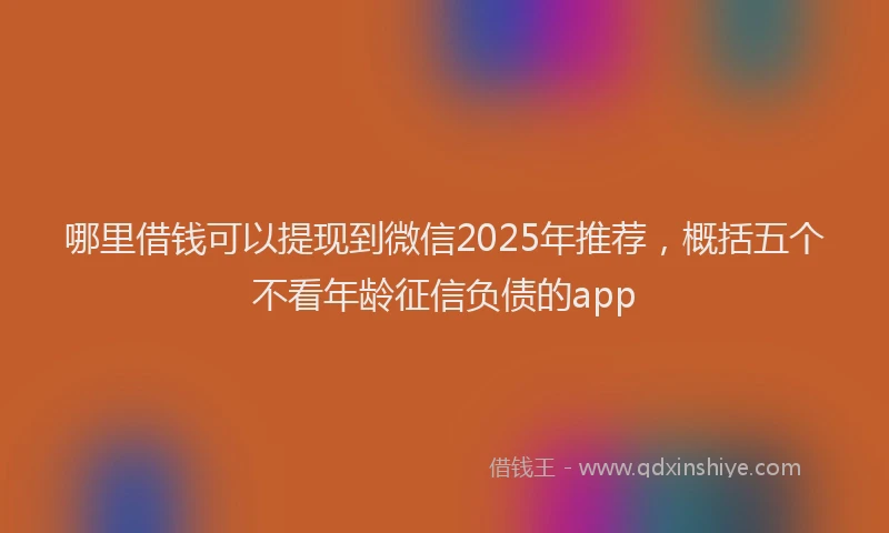 哪里借钱可以提现到微信2025年推荐，概括五个不看年龄征信负债的app