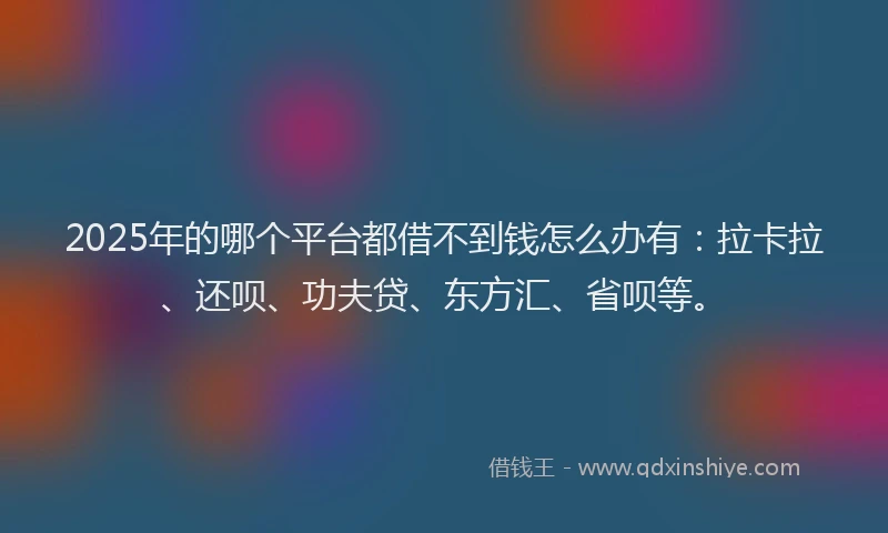 2025年的哪个平台都借不到钱怎么办有：拉卡拉、还呗、功夫贷、东方汇、省呗等。