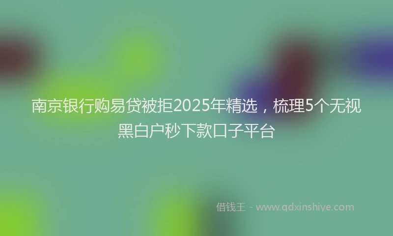南京银行购易贷被拒2025年精选，梳理5个无视黑白户秒下款口子平台