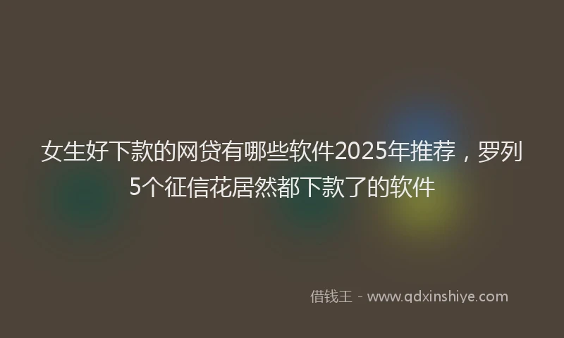 女生好下款的网贷有哪些软件2025年推荐，罗列5个征信花居然都下款了的软件
