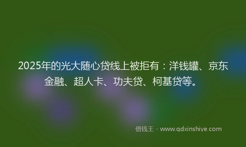 2025年的光大随心贷线上被拒有：洋钱罐、京东金融、超人卡、功夫贷、柯基贷等。