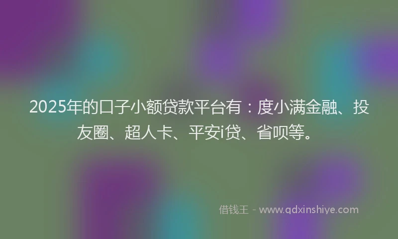 2025年的口子小额贷款平台有：度小满金融、投友圈、超人卡、平安i贷、省呗等。