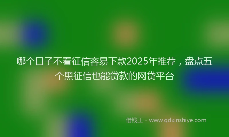 哪个口子不看征信容易下款2025年推荐，盘点五个黑征信也能贷款的网贷平台