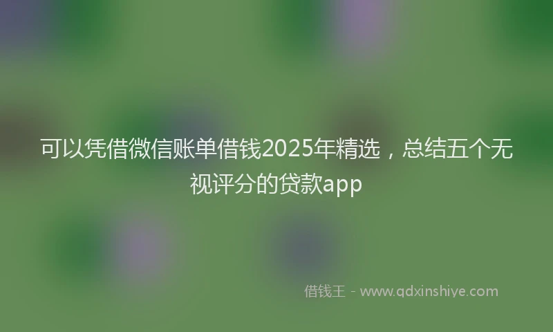 可以凭借微信账单借钱2025年精选，总结五个无视评分的贷款app