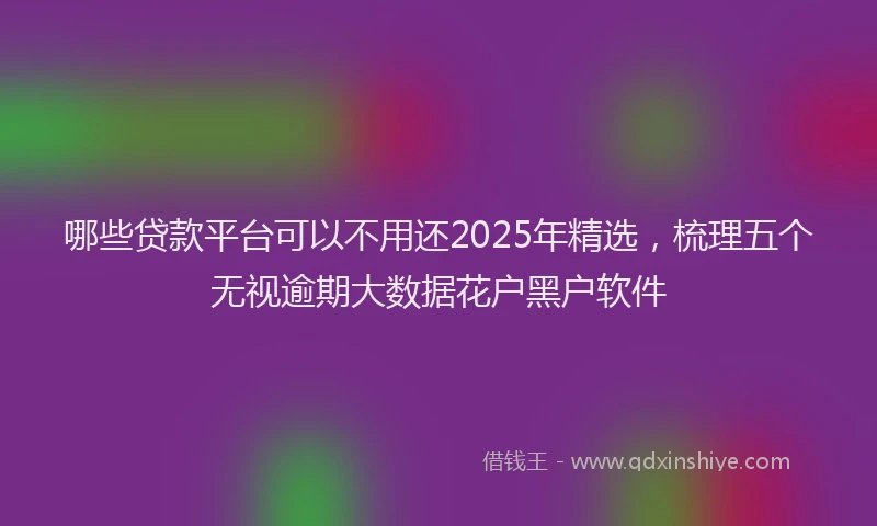 哪些贷款平台可以不用还2025年精选，梳理五个无视逾期大数据花户黑户软件