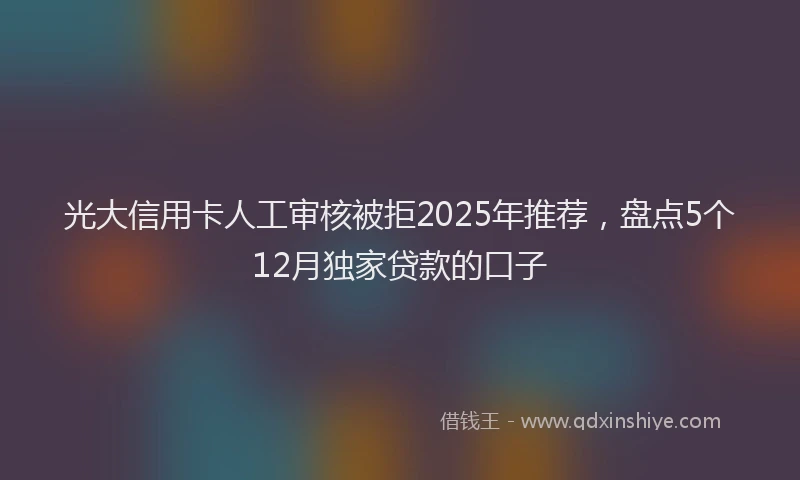 光大信用卡人工审核被拒2025年推荐，盘点5个12月独家贷款的口子