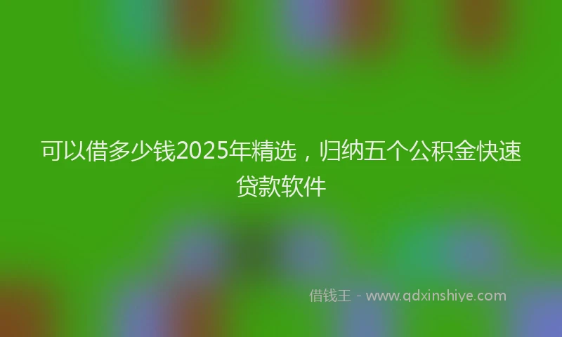 可以借多少钱2025年精选，归纳五个公积金快速贷款软件