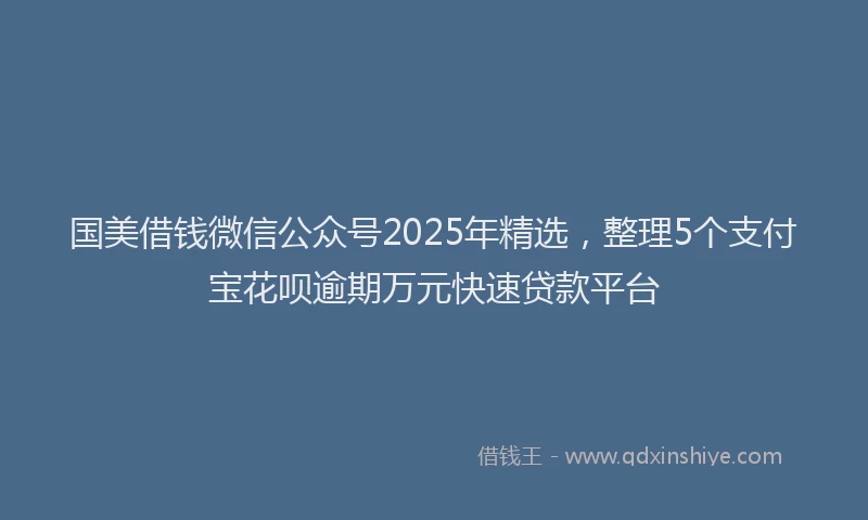 国美借钱微信公众号2025年精选，整理5个支付宝花呗逾期万元快速贷款平台