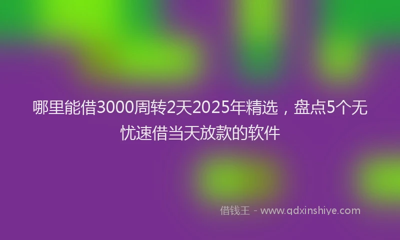哪里能借3000周转2天2025年精选，盘点5个无忧速借当天放款的软件