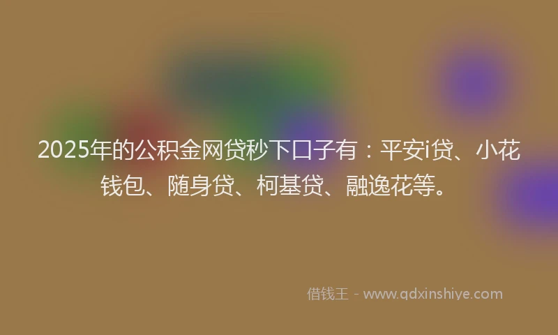2025年的公积金网贷秒下口子有：平安i贷、小花钱包、随身贷、柯基贷、融逸花等。