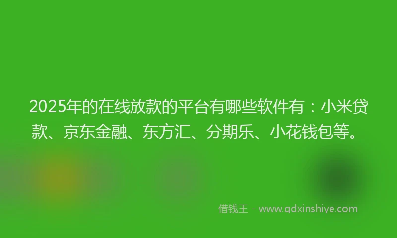 2025年的在线放款的平台有哪些软件有：小米贷款、京东金融、东方汇、分期乐、小花钱包等。
