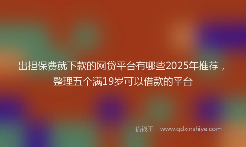 出担保费就下款的网贷平台有哪些2025年推荐，整理五个满19岁可以借款的平台