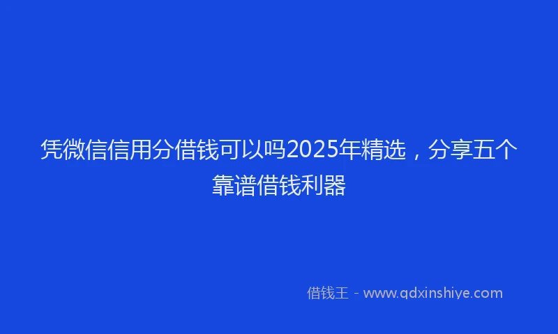 凭微信信用分借钱可以吗2025年精选，分享五个靠谱借钱利器