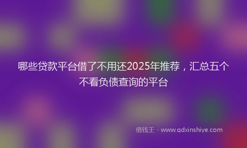 哪些贷款平台借了不用还2025年推荐，汇总五个不看负债查询的平台