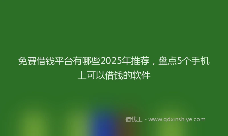 免费借钱平台有哪些2025年推荐，盘点5个手机上可以借钱的软件