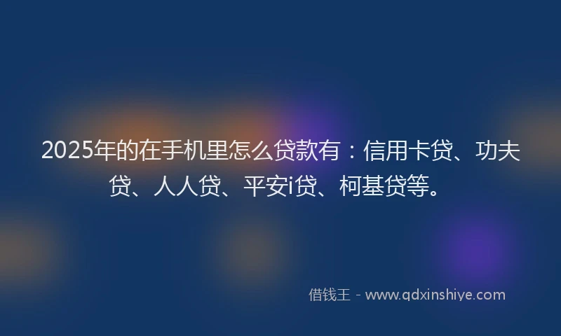 2025年的在手机里怎么贷款有：信用卡贷、功夫贷、人人贷、平安i贷、柯基贷等。