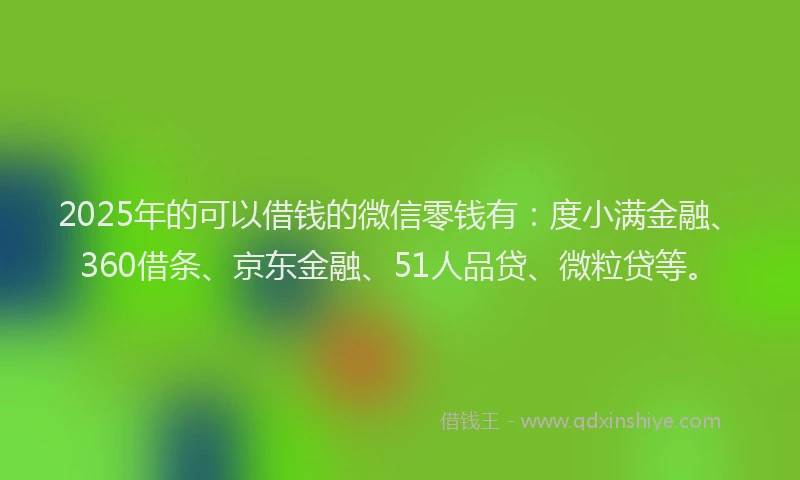 2025年的可以借钱的微信零钱有：度小满金融、360借条、京东金融、51人品贷、微粒贷等。