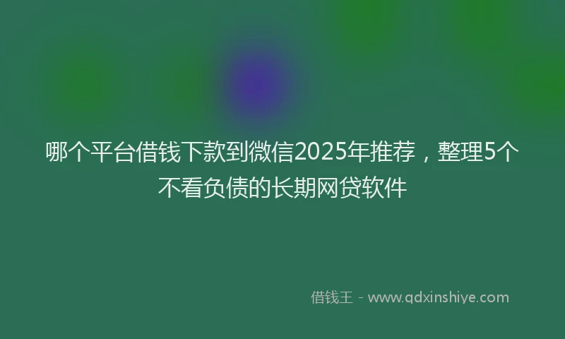 哪个平台借钱下款到微信2025年推荐，整理5个不看负债的长期网贷软件