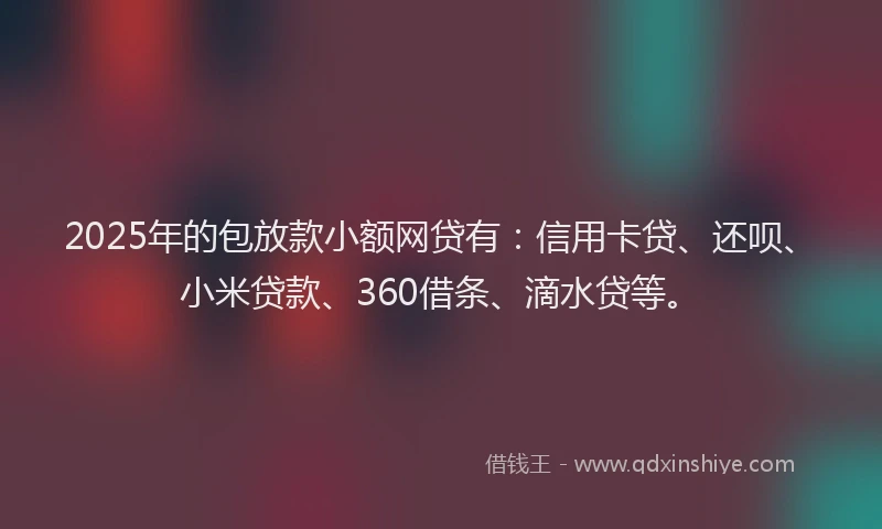 2025年的包放款小额网贷有：信用卡贷、还呗、小米贷款、360借条、滴水贷等。