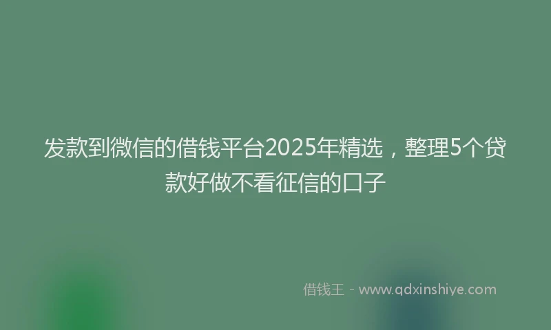发款到微信的借钱平台2025年精选，整理5个贷款好做不看征信的口子