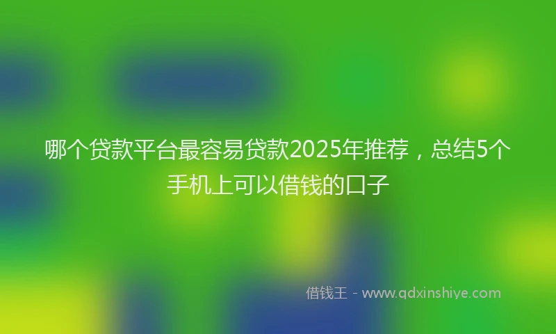 哪个贷款平台最容易贷款2025年推荐，总结5个手机上可以借钱的口子