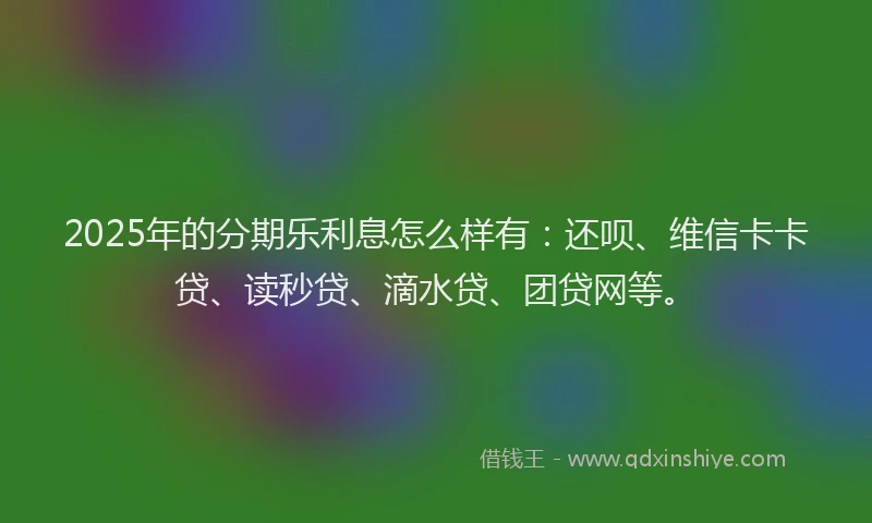 2025年的分期乐利息怎么样有：还呗、维信卡卡贷、读秒贷、滴水贷、团贷网等。