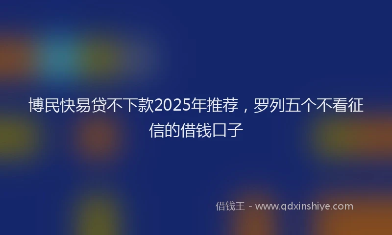 博民快易贷不下款2025年推荐，罗列五个不看征信的借钱口子