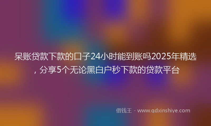 呆账贷款下款的口子24小时能到账吗2025年精选，分享5个无论黑白户秒下款的贷款平台