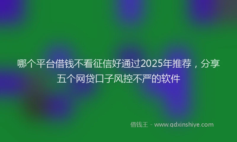 哪个平台借钱不看征信好通过2025年推荐，分享五个网贷口子风控不严的软件