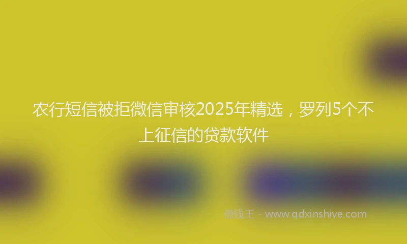 农行短信被拒微信审核2025年精选，罗列5个不上征信的贷款软件