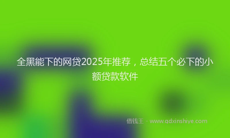 全黑能下的网贷2025年推荐，总结五个必下的小额贷款软件