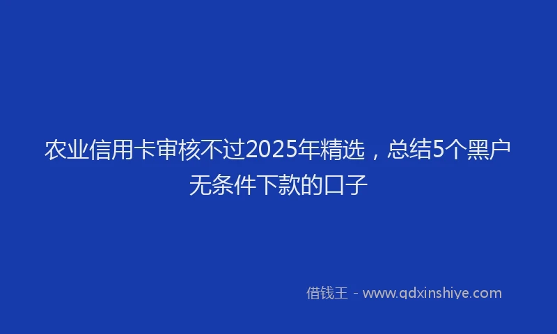 农业信用卡审核不过2025年精选，总结5个黑户无条件下款的口子