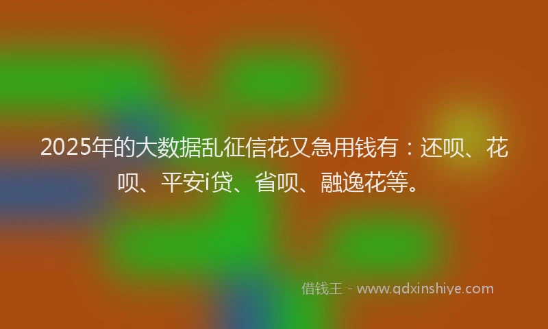 2025年的大数据乱征信花又急用钱有：还呗、花呗、平安i贷、省呗、融逸花等。