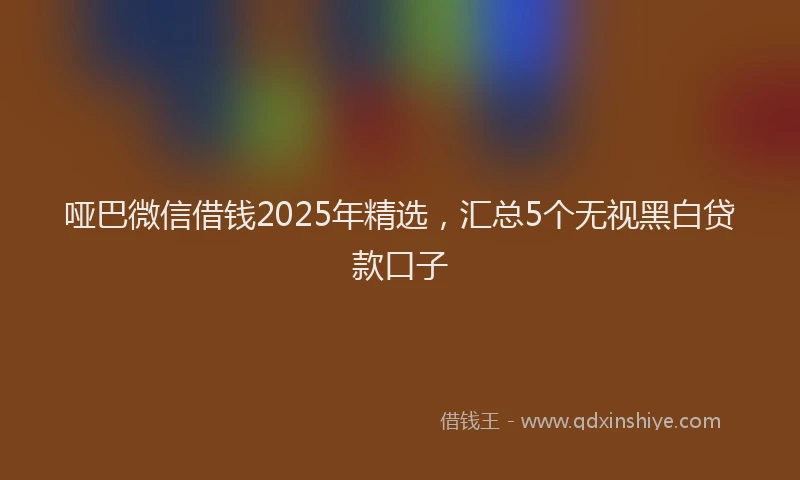 哑巴微信借钱2025年精选，汇总5个无视黑白贷款口子
