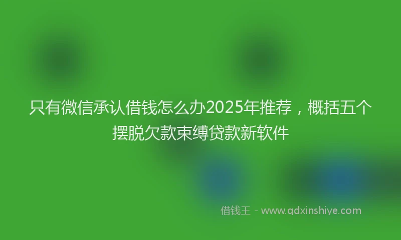 只有微信承认借钱怎么办2025年推荐，概括五个摆脱欠款束缚贷款新软件