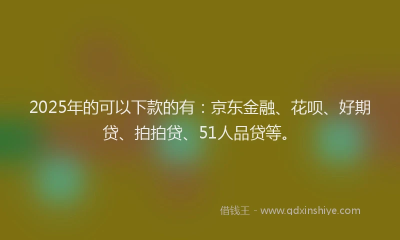 2025年的可以下款的有：京东金融、花呗、好期贷、拍拍贷、51人品贷等。