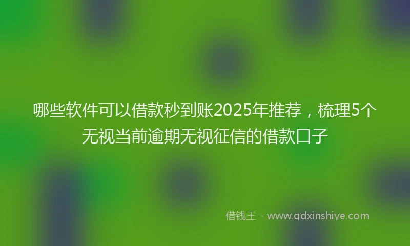 哪些软件可以借款秒到账2025年推荐，梳理5个无视当前逾期无视征信的借款口子