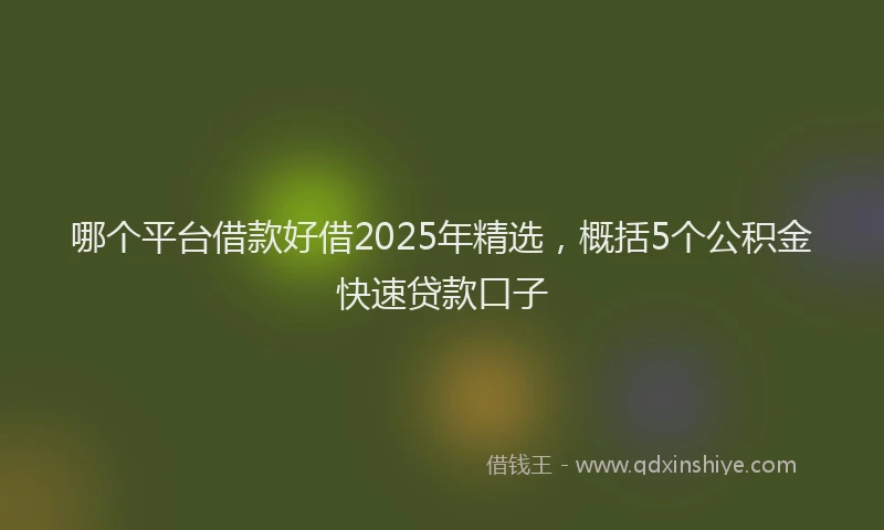哪个平台借款好借2025年精选，概括5个公积金快速贷款口子