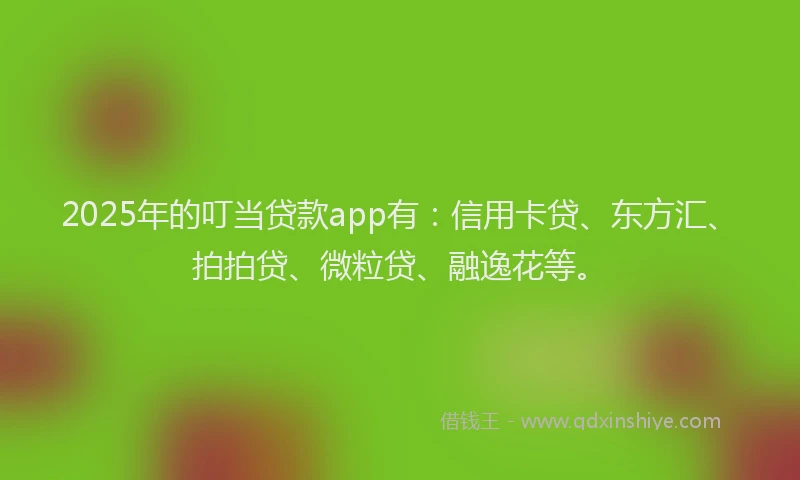 2025年的叮当贷款app有：信用卡贷、东方汇、拍拍贷、微粒贷、融逸花等。